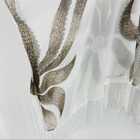 Cruise Club Floral Fringe pullover V-neck Coverup - Picture 3 of 15